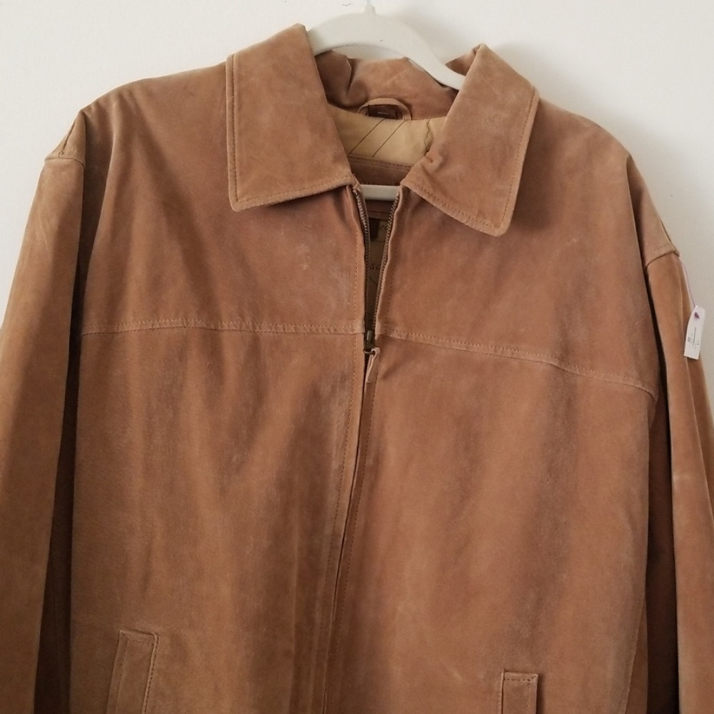St John's Bay beige seuade leather jacket size Lg